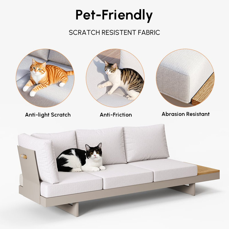 Modular Garden Sofa Set, L Shaped Garden Sofa & Coffee Table Patio Corner Group Set for Modern Garden, White