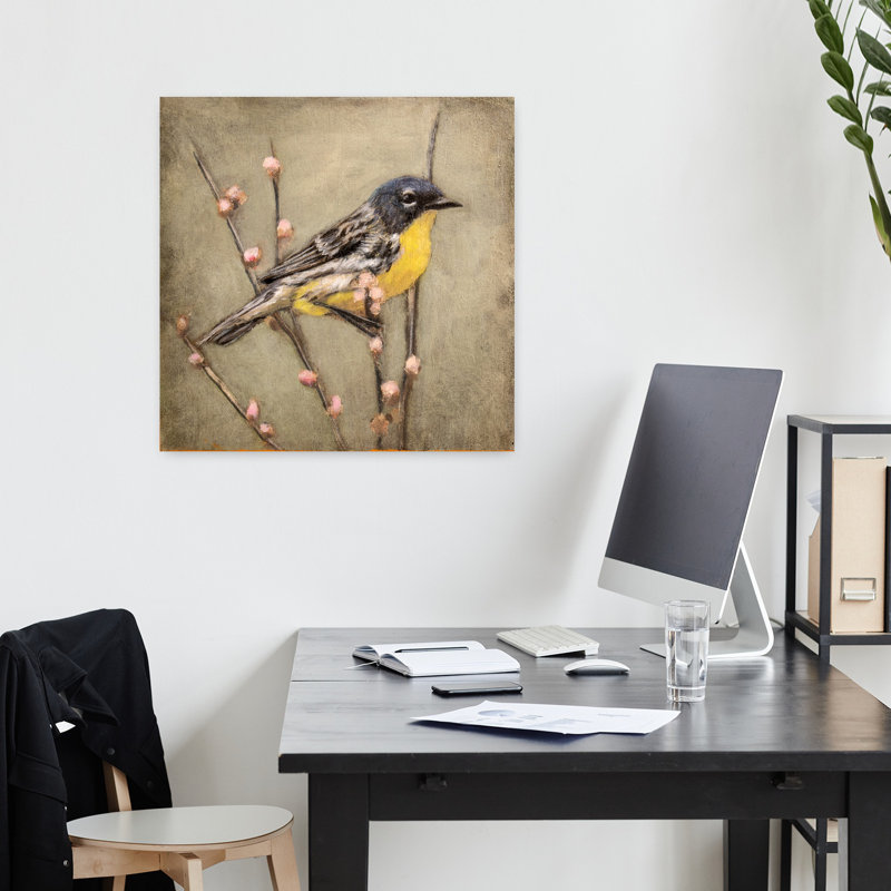 Joyeux printemps, oiseau contemporain, art mural, H 18 po x l 18 po