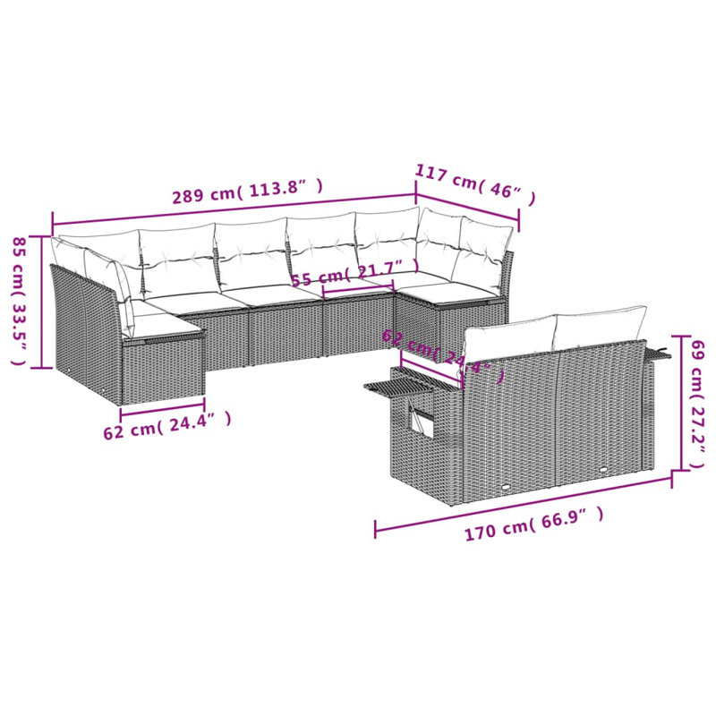 Ensemble de canapé de jardin Vidaxl
