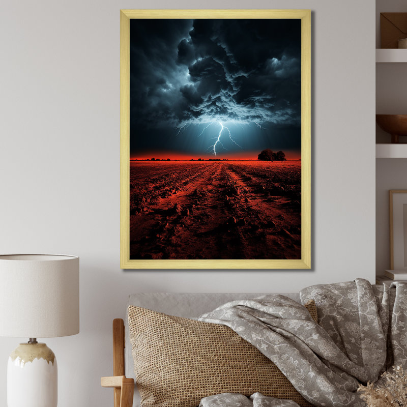 Landrey Orange Storms Thunderous Silence I, reproduction d'art sur toile, H 32 po x l 24 po x P 1 po, Encadrement doré