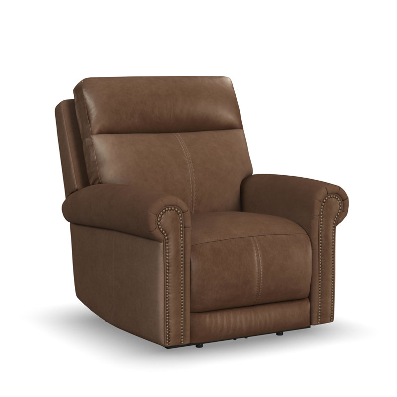 Sterling Power Recliner With Power Headrest & Lumbar, Brown Genuine Leather