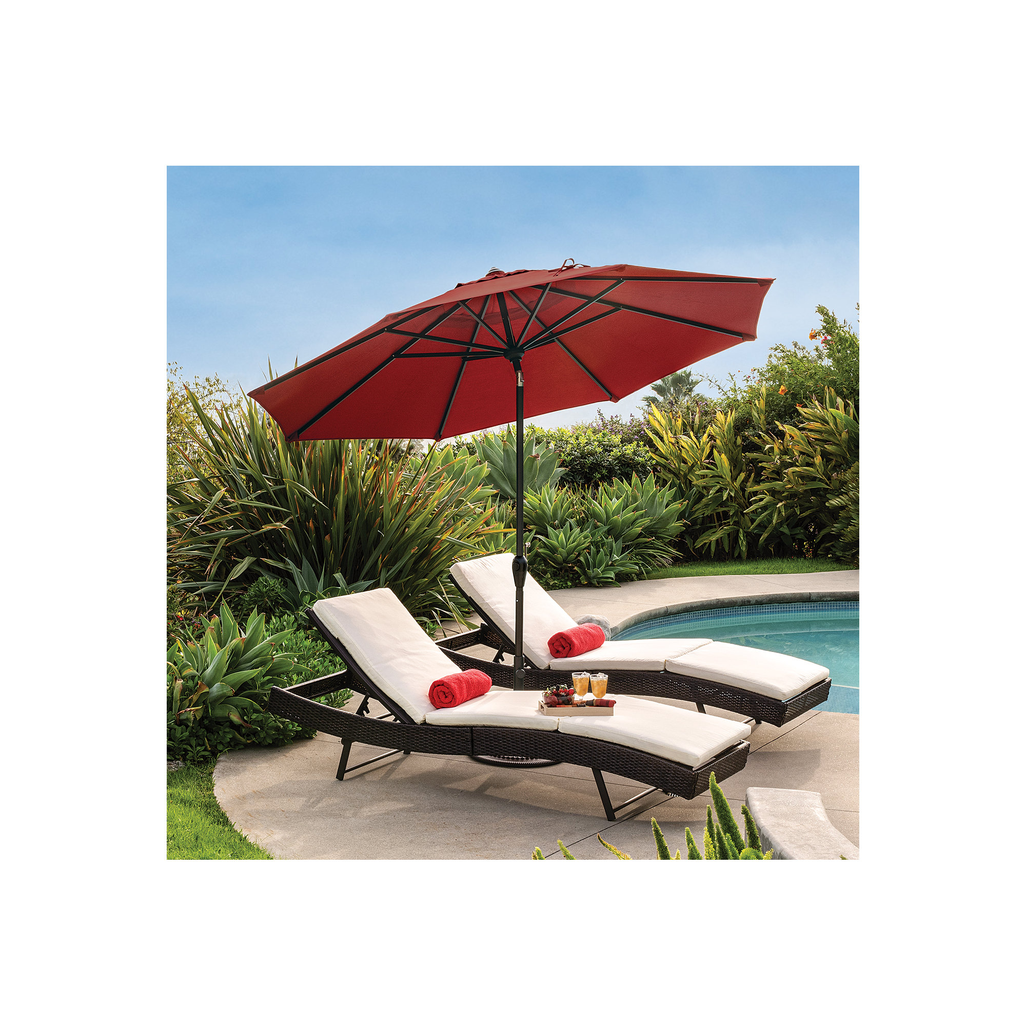 Colete 9' Market Sunbrella Umbrella, Canvas Jockey Red Sunbrella® Canvas, Bronze