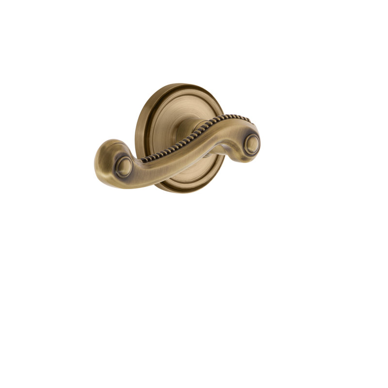 Grandeur Georgetown Rosette Privacy with Newport Lever, Vintage Brass, 2 3/8", Left Handed