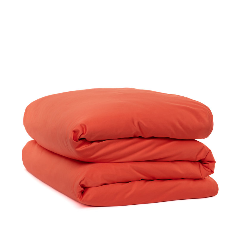Cotton Percale Duvet Cover, Twin Duvet Cover, Red