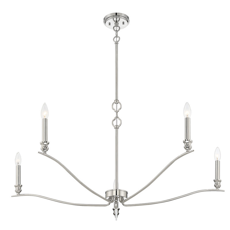 Lustre 5 lumières Meridian en nickel poli, Nickel