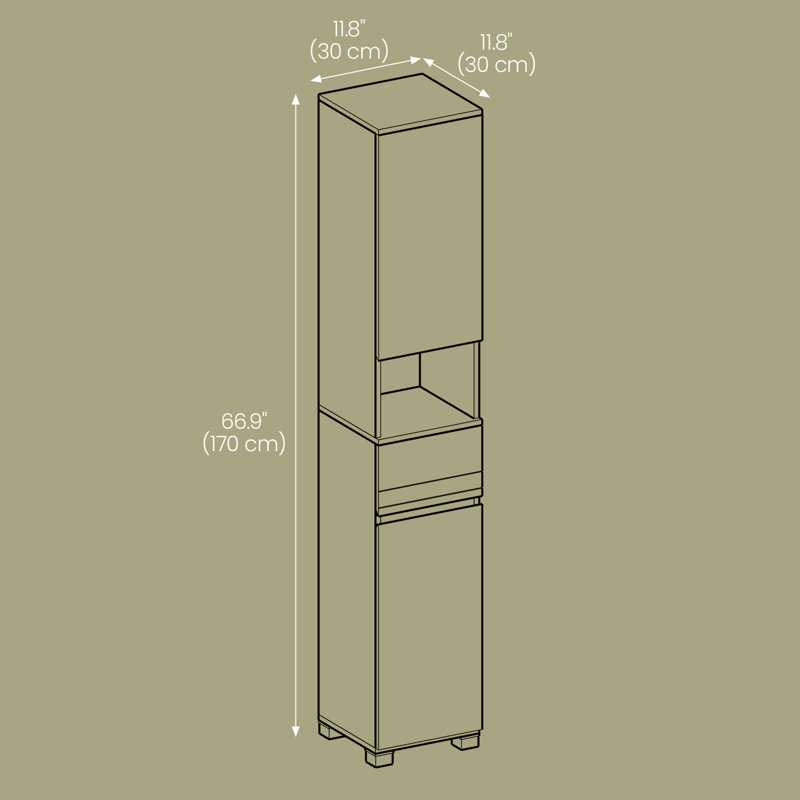 Tall Storage Cabinet, Slim Storage Cabinet, Narrow Cupboard, Mystic Gray