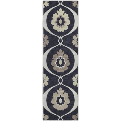 Premium Machine Washable Prisco Black Rug