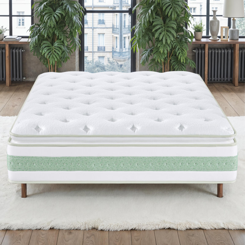 Matelas hybride en mousse viscoélastique gélifiée infusée de thé vert 14 po Ginger, Lit double, 14