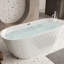 Baignoire autoportante ovale en acrylique, 59 pouces de long, blanc brillant, trop-plein et bonde escamotable, isolation à double paroi, facile à nettoyer, conception moderne, baignoire de trempage Ce / 59 pouces avec motif en losange,