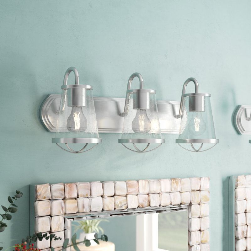Éclairage de salle de bain à intensité variable 3 lumières Malmesbury, Satin platine