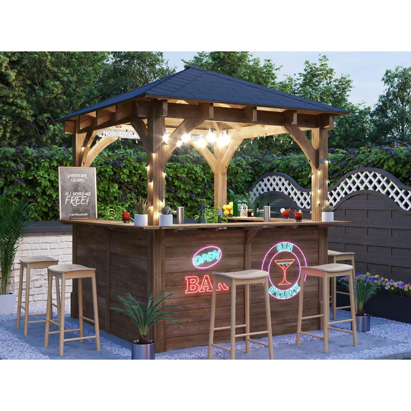 Dunster House Garden Bar with Solid Wood Outer Material