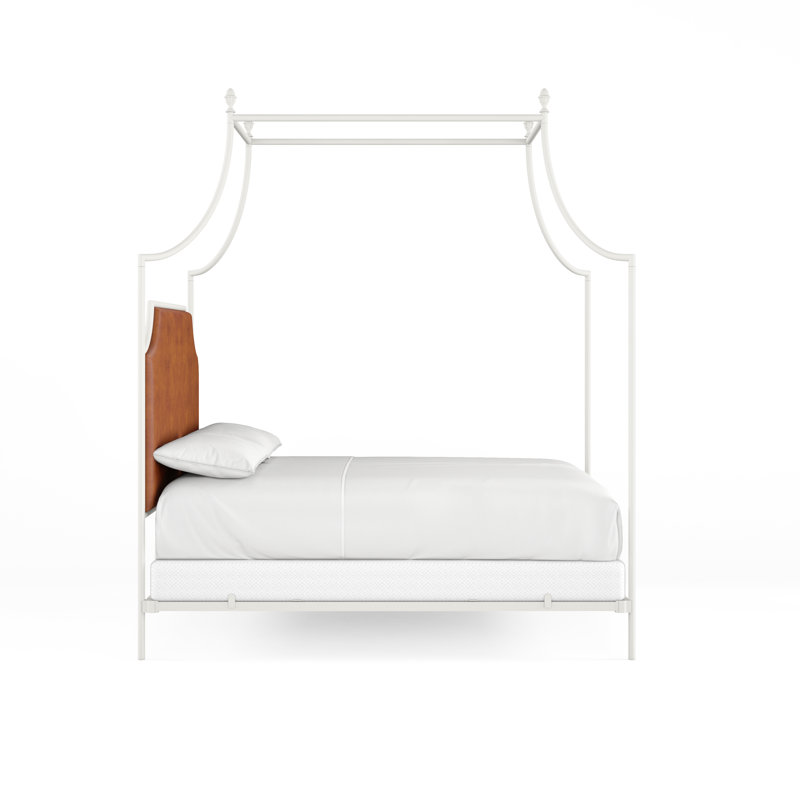 337 Flying Arch Canopy Bed | Complete Canopy, Queen, Matte White/Copper