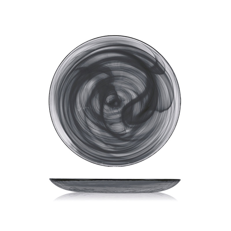 Virgouda 27.5Cm Glass Dinner Plate, Set of 6, Black