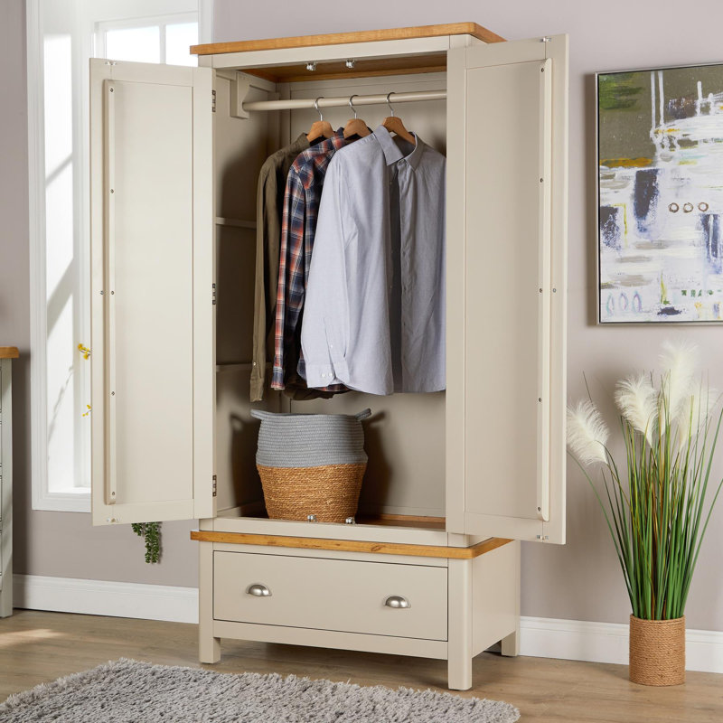 2 Door Solid + Manufactured Wood Wardrobe