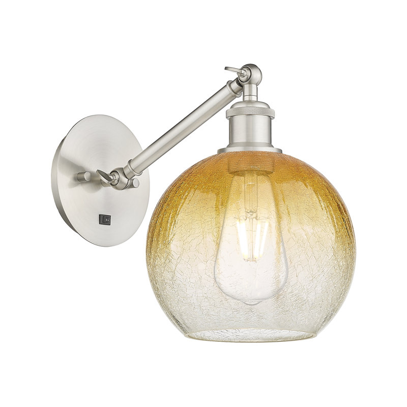Applique murale 1 lumière Appleton Appleton Appleton, Transparent / jaune / nickel satiné