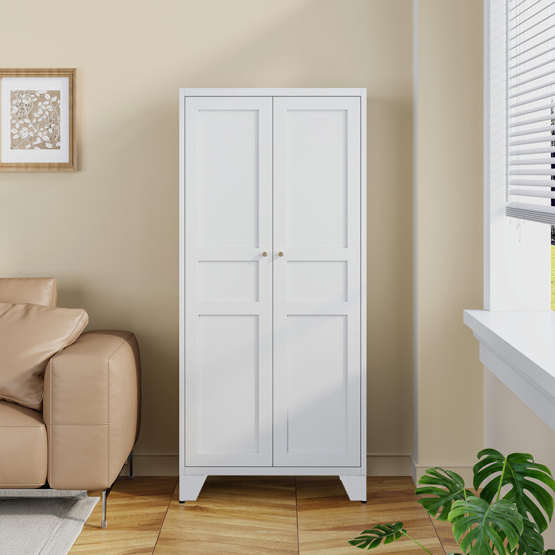 Storage Cabinet With Feets-Metal Home Kitchen Pantry Cabinets With Doors And Adjustable Shelves,Organization Locker For Cupboard/Bedroom/Dining/Living/Bathroom/Office/Garage Room