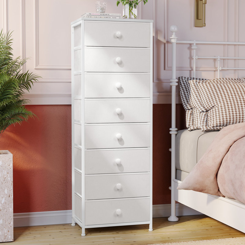 8-drawer Chest Storage Tower Organizer Unit, White, White