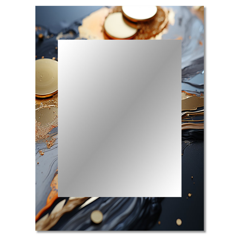 Gold and grey Modern liquid Shapes II - Shapes Decorative Mirror, Gold Wall Mirror, Printed Metal Art, 40" x 30"