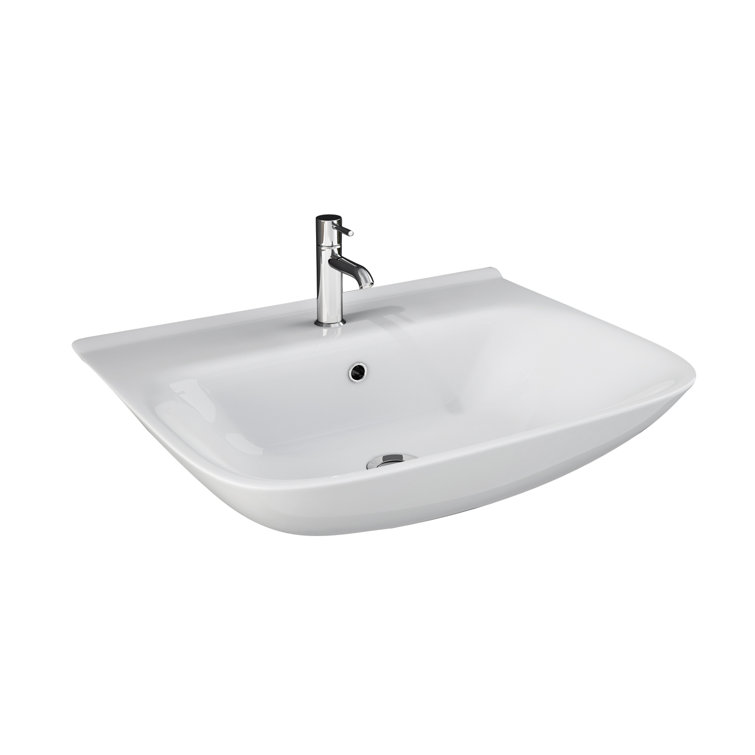 Barclay Eden 450 14.5'' White Vitreous China Rectangular Bathroom Sink with Overflow