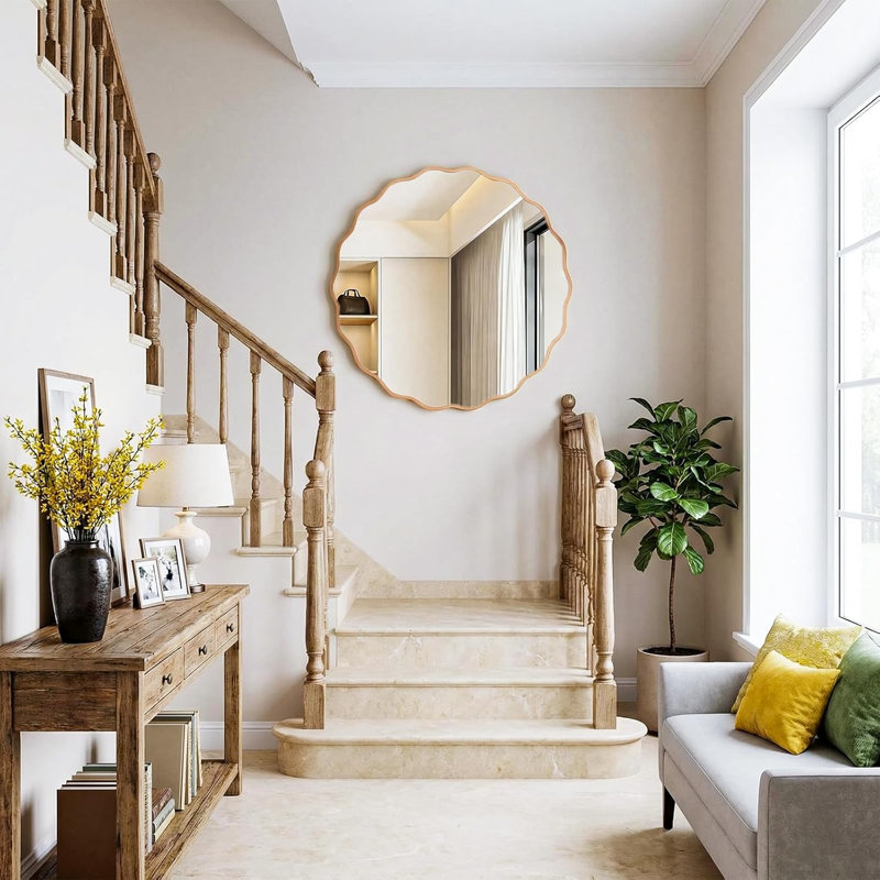 Metal Round Mirror, Gold