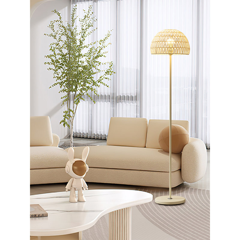 Nordic-Style Iron Electroplated & Rattan Floor Lamp