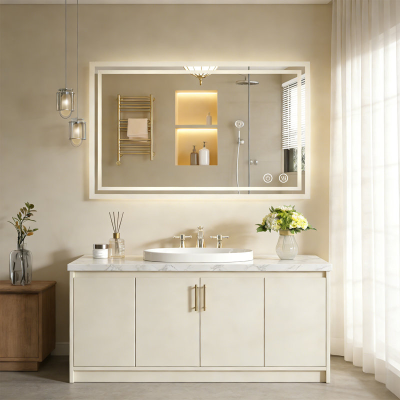 LED Bathroom Vanity Mirror with Dimmable 3-Color Temperature Anti-Fog Tempered Glass,Shatter-Proof,UL Listed, 24" x 40"
