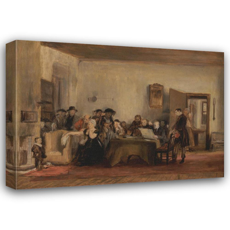 "Esquisse pour" La lecture d'un testament "par Sir David Wilkie - Toile tendue avec châssis, H 48 po x l 33 po