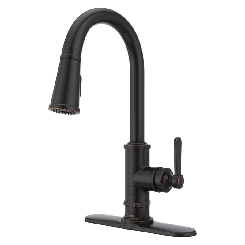 Pull Down Single Handle Kitchen Faucet, Tuscan Bronze