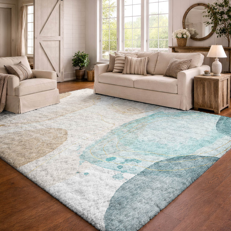 Premium Machine Washable Dream Shag Circles Rug, 10' x 14'