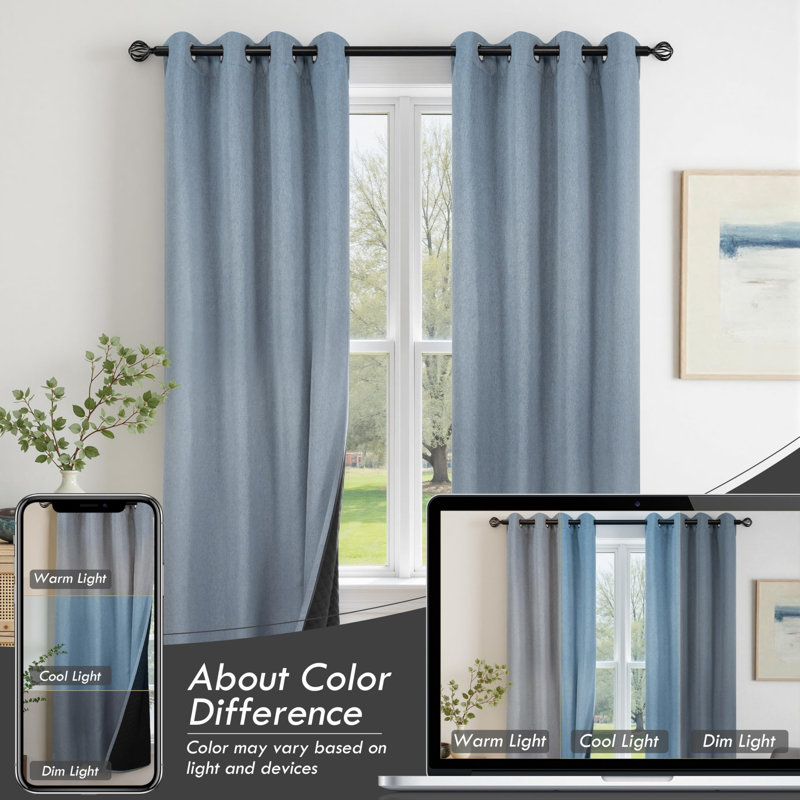 Rideau simple occultant et texturé Oakridge, L 52 po x L 102 po, Bleu