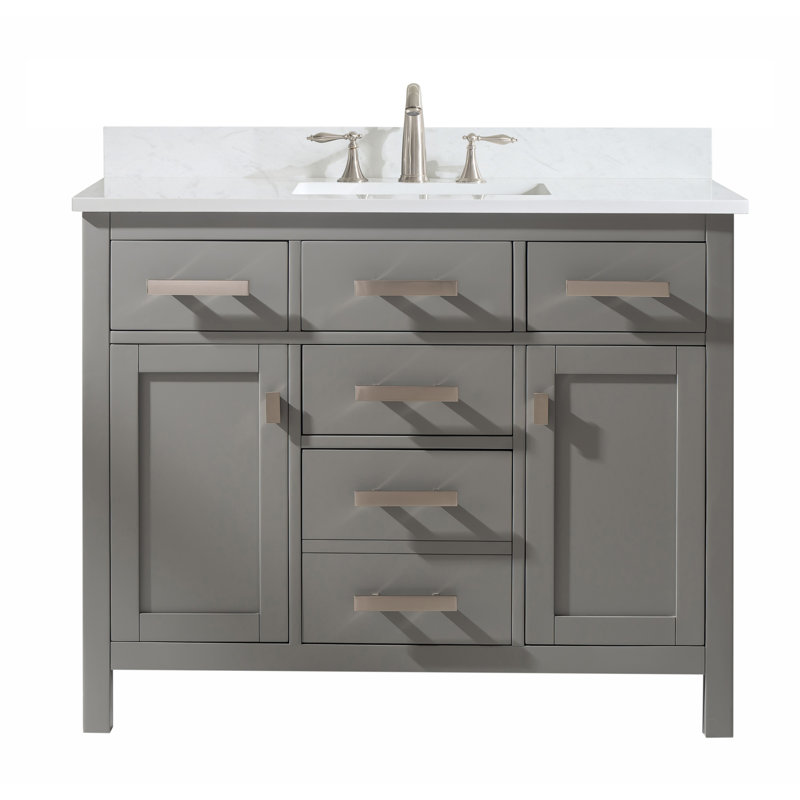 Ensemble de meuble-lavabo simple 42 po Willisville, Nickel brossé, gris