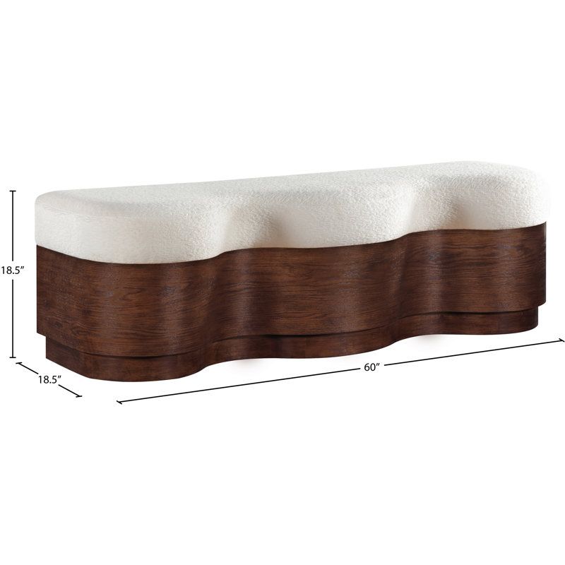 Savoy Mariaclara Velour Fur Fabric Bench, Cream Velour Fabric, Brown