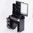 29.2" Small Size Left Bedside Cabinet Vanity Table + Cushioned Stool, 2 AC+2 USB Power Station, Hair Dryer Bracket, Extra Large Touch Control Sliding LED Mirror, Tri-Color Switching, Brightness Adjust-1209166595