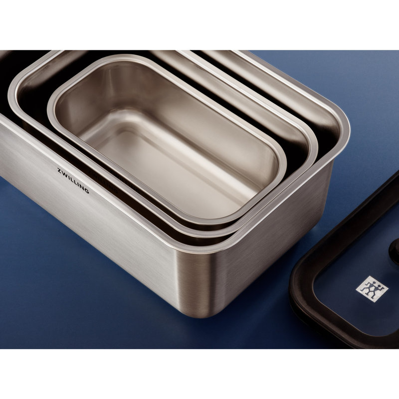 Eriana Stainless 3-pc Vacuum Box Assorted Stainless Container Set