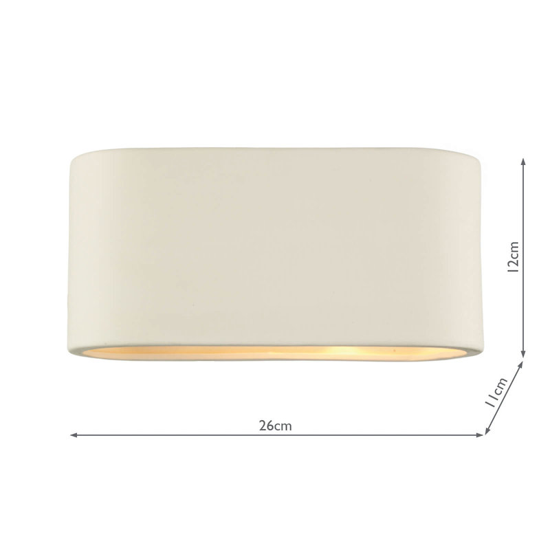 Ceramic Up & Downlight, 12 cm H x 26 cm W x 11 cm D