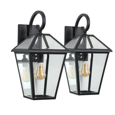 Weatherproof Outdoor Wall Lantern Set with Clear Glass Panels – Vintage Exterior Lighting
