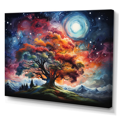 Orange And Pink Cosmic Tree - Tree Wall Art