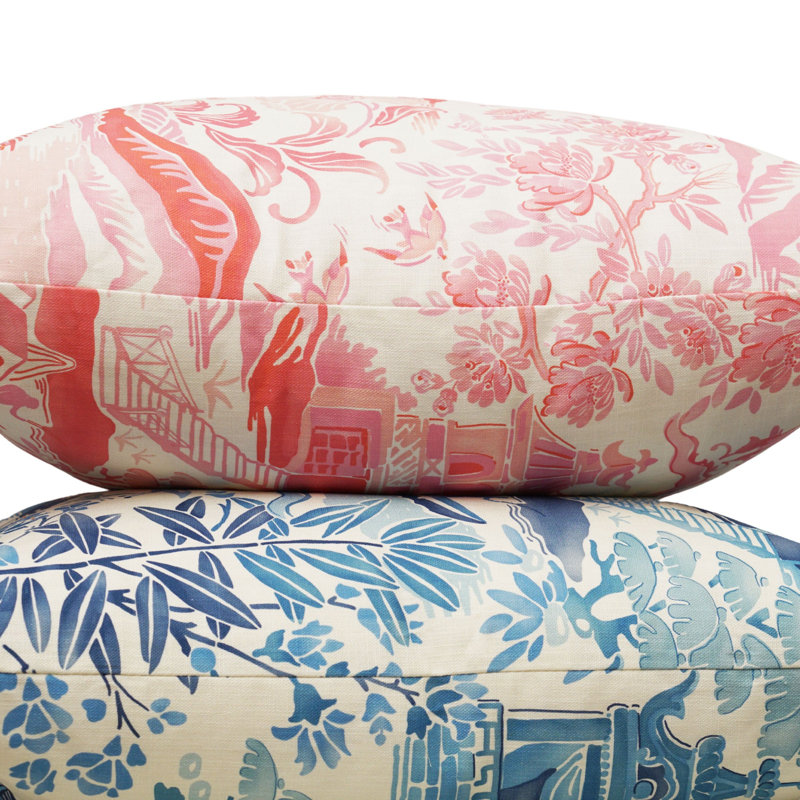 Gardens Of Chinoise Pillow Cover, 20" H x 20" W, Porcelain Blue
