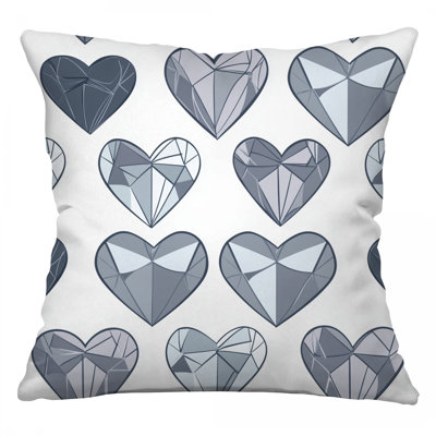 Geometric Throw Pillow, Hearts Cotton Twill Pillows