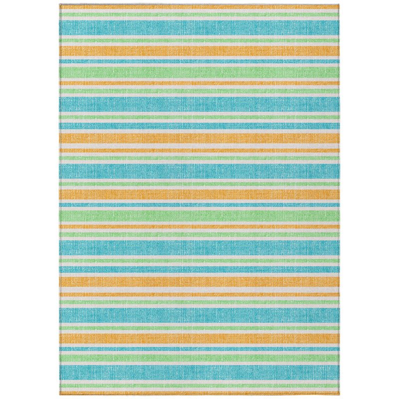 Tapis extérieur lavable antidérapant à rayures bleu sarcelle 5 pi x 8 pi