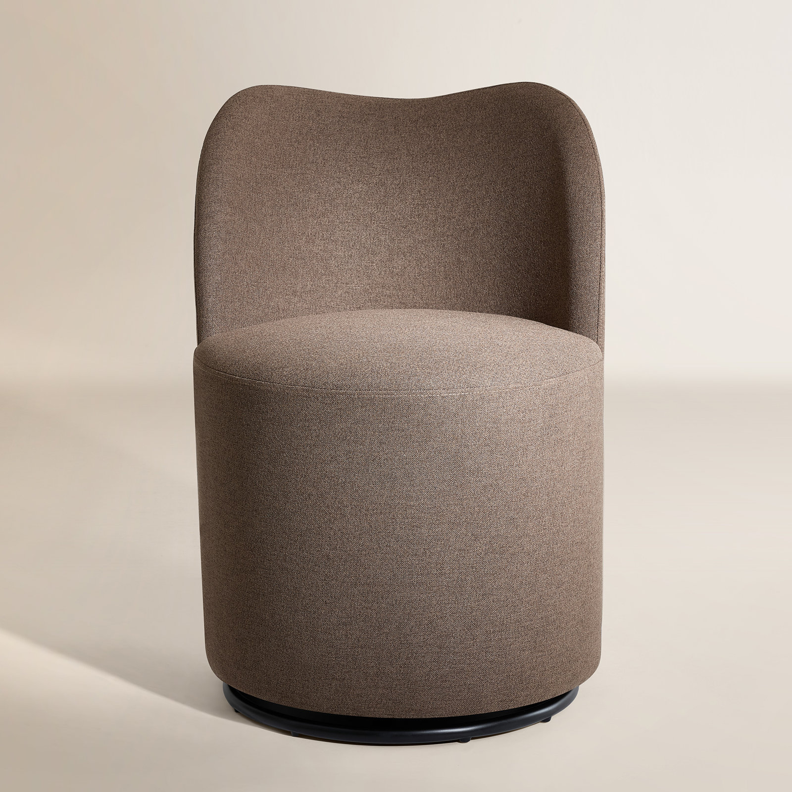 Basel Swivel Dining Chair, Mocha Linen Performance Fabric