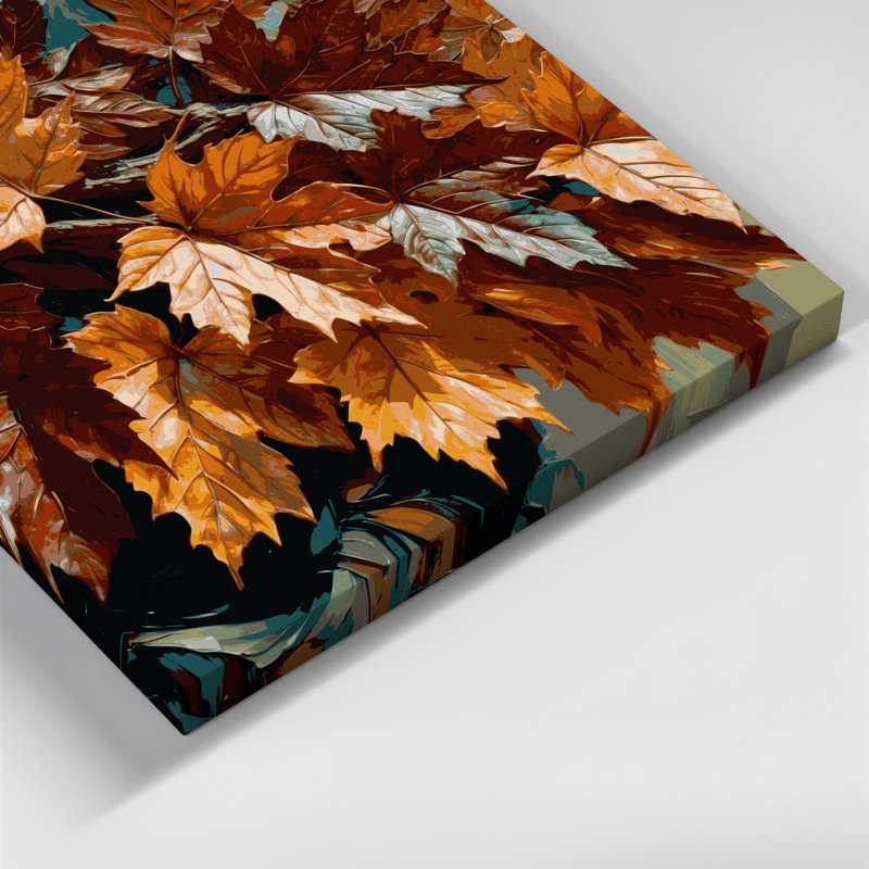 «Botanical Sycamore Leaves», art mural sur toile noire, H 20 po x l 30 po