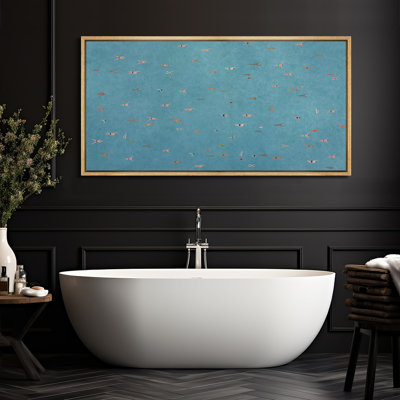 Art mural sur toile, "Nage aérienne dans l'eau bleue" - Scène d'été ludique pour décor bord de mer et maison de plage