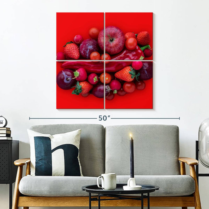 Yarlin - fruits et légumes rouges, H 32 po x l 32 po