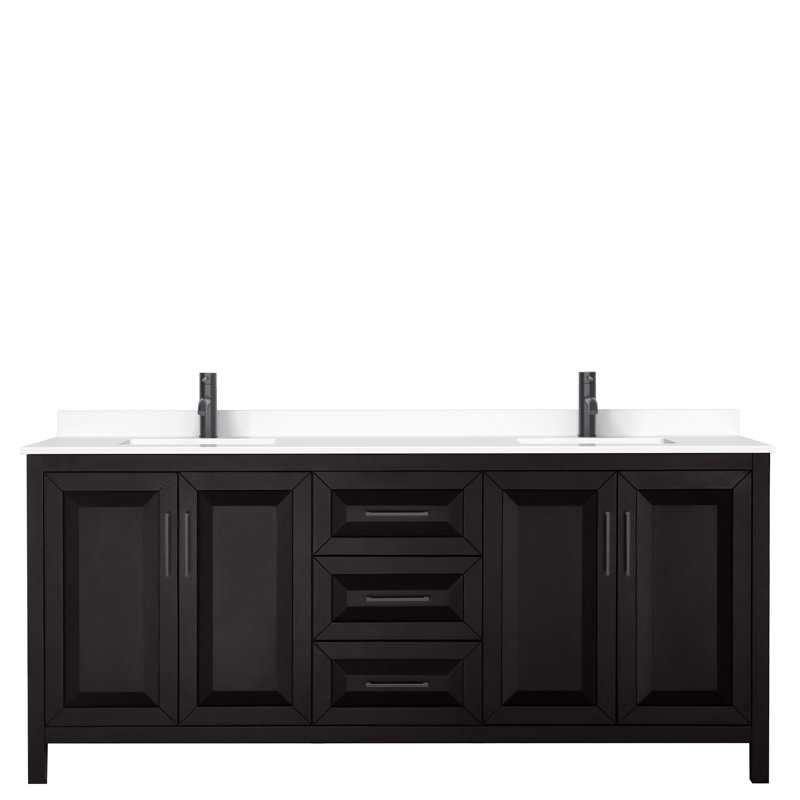 Daria 80'' W Double Vanity, Matte Black, Dark Espresso