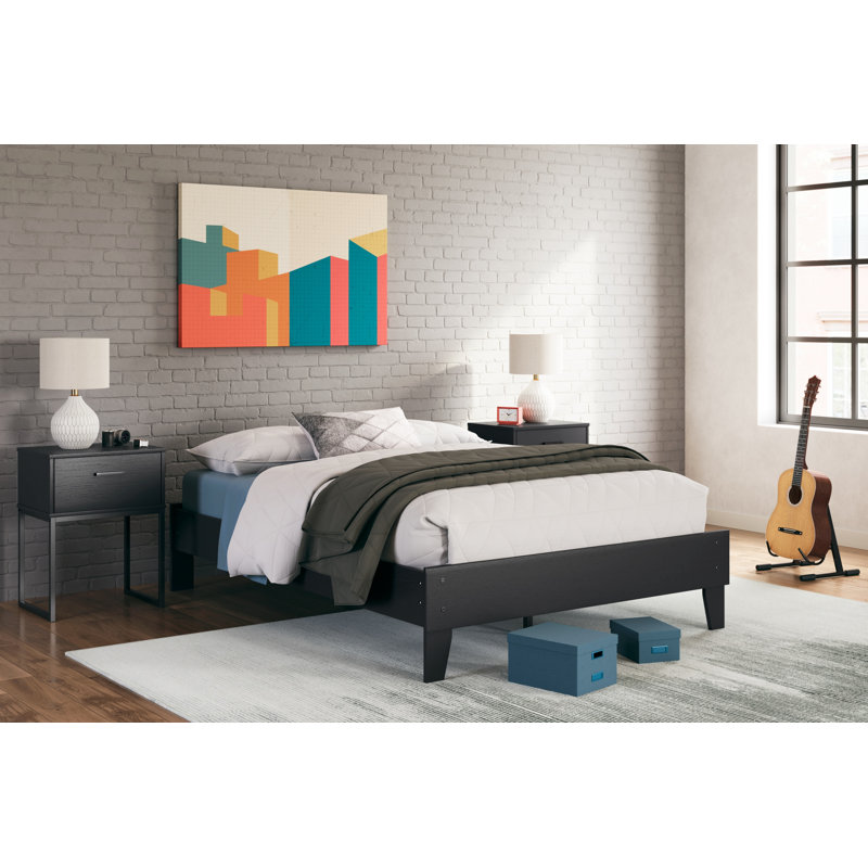 Lit plateforme Gwendylon, Noir, Double