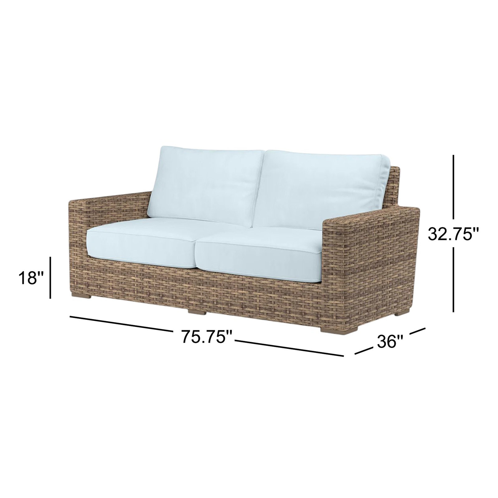 Havana 76" Sunbrella® Patio Loveseat, Canvas Skyline Sunbrella®
