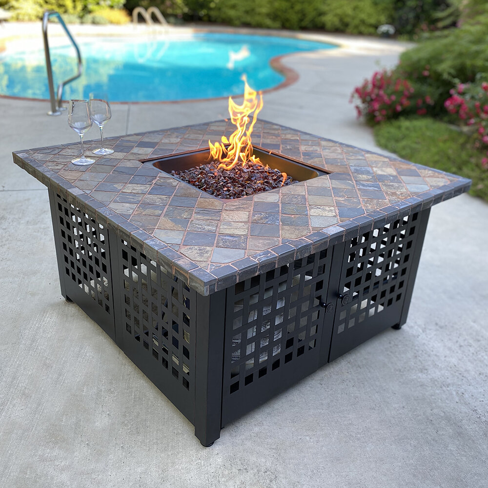 Endless Summer Elizabeth by Endless Summer, Square LP Gas Fire Pit ...