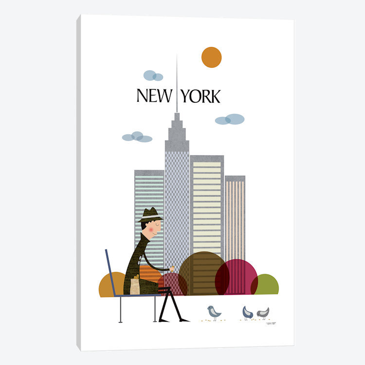 « new york », impression sur toile, H 26 po x l 18 po x P 1,5 po, Pas de tapis, Toile tendue