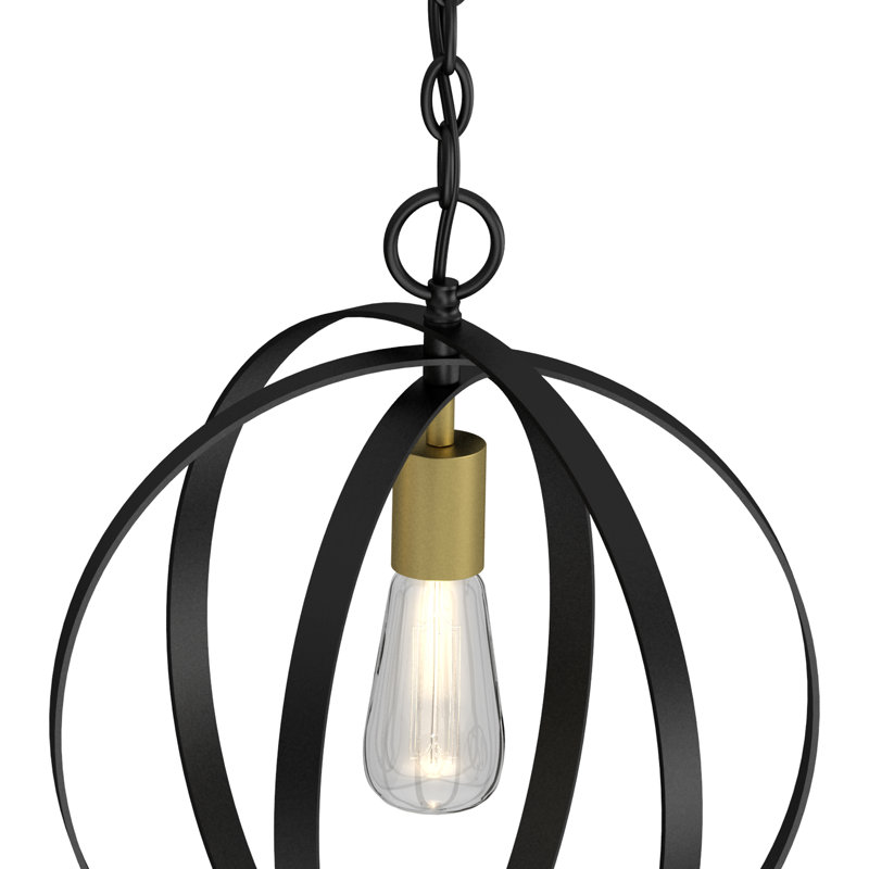 1-Light Indoor Black/Antique Gold Contemporary Inspired Single Pendant, Black/Antique Gold